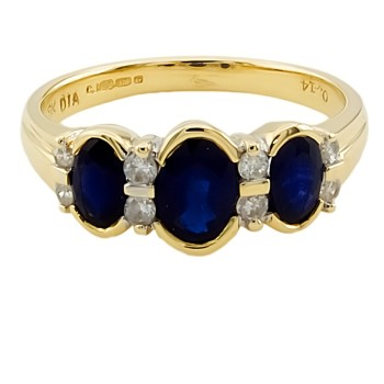 9ct Gold Sapphire/Diamond Multi-Stone Ring size L